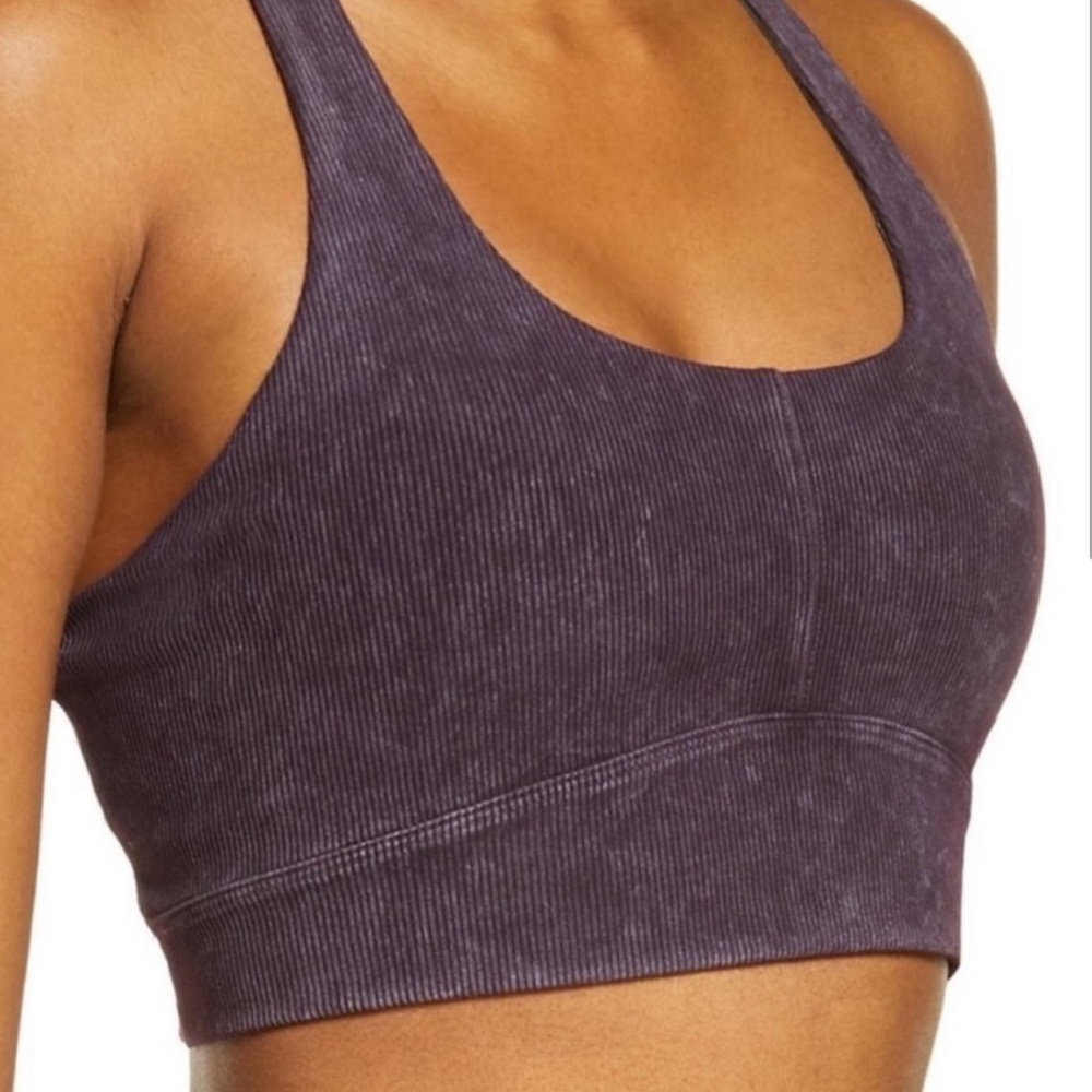 Zella Nordstrom longline sports bra nebula purple ribbed racerback xxs pilates